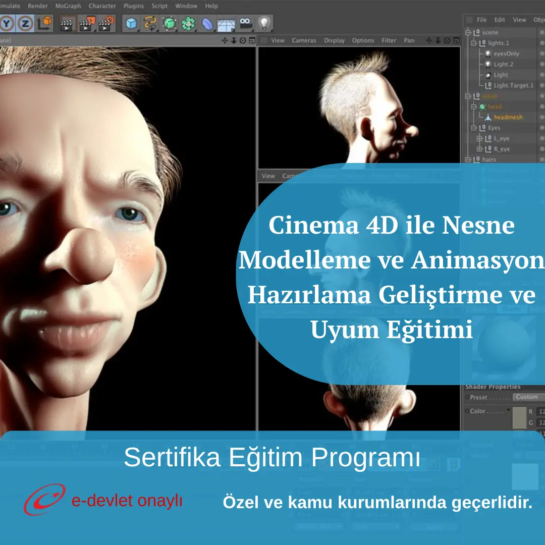 Cinema 4D ile Nesne Modelleme ve Animasyon Hazırlama Geliştirme ve Uyum Eğitimi